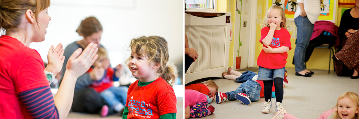 Young children enjoying a Pyjama Drama class